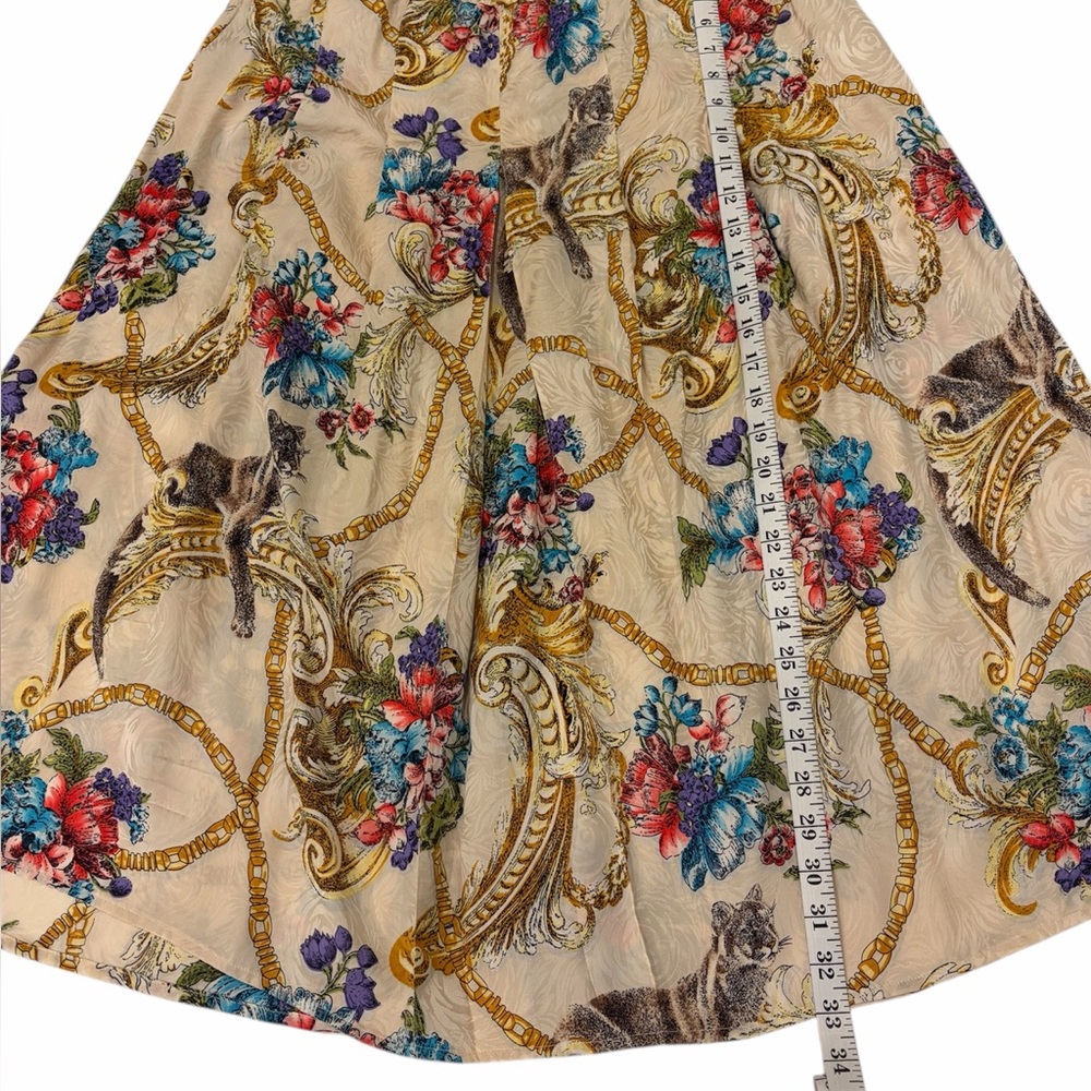Diane Freis 100% Silk Artsy Novelty Leopard Print Midi Skirt Approx Size XL FLAW - Picture 6 of 12